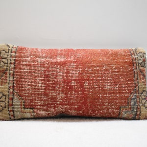 Living room Design Pillow Case, Organic Wool Rug Pillow, Handmade Pillow Case, 12x24 inc Pillow Case, Vintage Anatolian Pillow Case