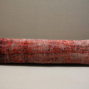 Handwoven Turkish Kilim Lumbar Pillow Cover: Red Rustic Boho Throw Pillow