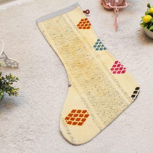Handmade Kilim Christmas Stocking: Organic Wool Holiday Decor