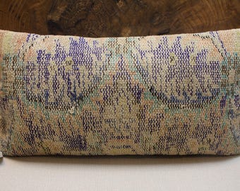Handwoven Kilim Lumbar Pillow Cover: Boho Accent Pillow (12x24 in