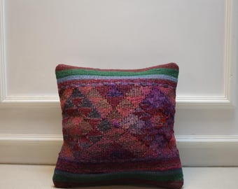 Handmade Turkish Kilim Pillow Cover, Vintage  Geometric Cushion, Farmhouse Decorative Throw Pillow