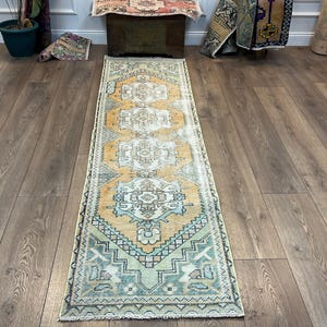 Vintage Runner Rug, Handmade Decorative Turkish Runner rug, 2.2x8.6 Ft Home Design Runner Rug, Wholesale Turkish Runner Rug