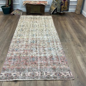 Rainbow Colors Handmade Runner Rug, 3.6x9.3 Ft Vintage Turkish Rug, Home Design Decorative Turkish Runner Rug, Kitchen Design Vintage Rug