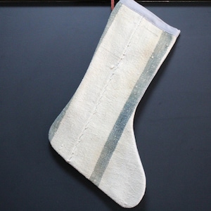 Handmade White Kilim Christmas Stocking: Vintage Boho Decor