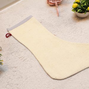 White Colors Kilim Stocking, Noel Design Sock, Handmade Kilim Sock, Vintage Noel Sock, Decorative Kilim Stocking, Vintage Decor Kilim Sock