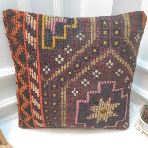 Handgefertigter Kelim Kissenbezug: Handgewebter Teppich, 50 x 50 cm