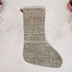 Handmade Gray Kilim Christmas Stocking: Holiday Decor