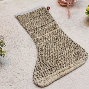 Handmade Gray Kilim Christmas Stocking: Vintage Boho Decor