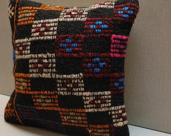 Vintage Kilim Pillow Cover: Colorful Geometric Woven Accent