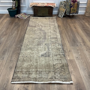 Decorative vintage Persian Runner rug, Home Design Handmade Persian Rug, Persian Runner Rug, 2.9x9.2 Ft Vintage Design Persian Runner Carpet