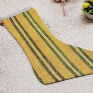 Handmade Vintage Kilim Christmas Stocking: Holiday Home Decor