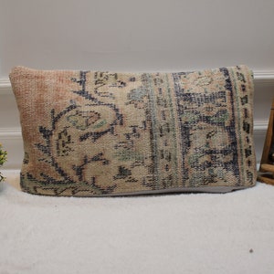 Decorative Turkish Rug Pillow, Throw Pillow, Cushion Cover, Handmade Pillow, 12x24 inc Rug Pillow, Boho Decor Pillow Cover