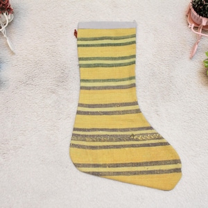 Decorative Christmas Gift Kilim Stocking, Decorative Kilim Stocking, Boho Decor Kilim Sock, Home Decor Kilim Sock, Vintage Noel Sock