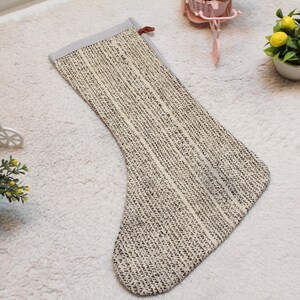 Gray Colors Handmade Kilim Sock, Vintage Kilim Stocking, Decorative Noel Sock, Home Design Kilim Sock, Boho Decor Kilim Sock