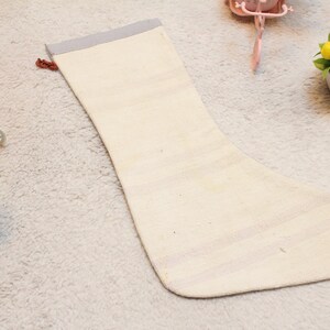 Handmade Kilim Christmas Stocking: Organic Wool Holiday Decor