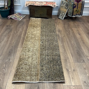 Patchwork Design Handmade Persian Runner Rug, 2.3x7.4 Ft Vintage Persian Runner Rug, Decorative Persian Runner Rug, Handamde Persian Rug