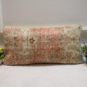 Home Design Vintage Turkish Rug Pillow Cover, Cushion Cover, 12x20 inc Lumbar Pillow Case, Handmade Rug Pillow, Anatolian Pillow Case