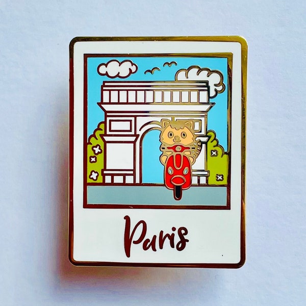 Arc de Triomphe enamel pin | Paris tourist | Pippi’s Holiday Vacation | Rue de L’abreuvoir | Cat lover gift | Notre Dame | Eiffel Tower gift
