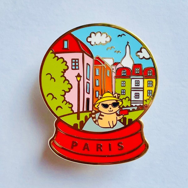 Rue de L’abreuvoir enamel pin | Paris tourist | Pippi’s Holiday Vacation | Arc de Triomphe | Cat lover gift | Notre Dame | Eiffel Tower gift