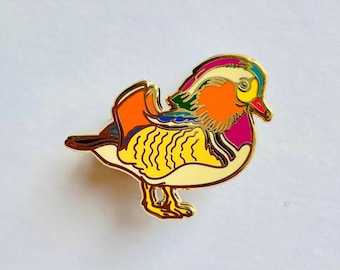 Mandarin Duck Bird Enamel Pin Badge Brooch | Tropical | Exotic bird gift | Gifts under 20 | hunting gift | Gift for her | Wood duck |