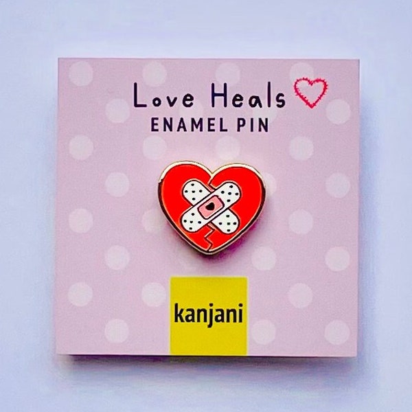 Bandage plaster Heart mini enamel pin | Gift under 10 | Valentine | Self care | Affirmation Encouragement | Friend on the mend | Healing