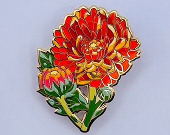 Valeria Chrysanthemum Flower Enamel Pin Badge Brooch | Gifts under 20 | Mums | Mothers Day | Gift for mom | Birthday | Floral Gift | Garden