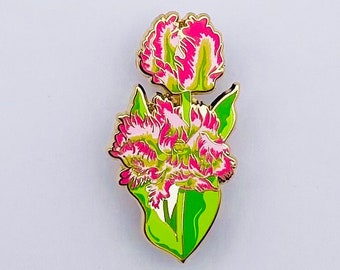 Frilly Parrot Tulip Flower Enamel Pin Badge Brooch | Floral | Plant-themed enamel pin | Mothers Day | Gift for her | Pink | Gifts under 15
