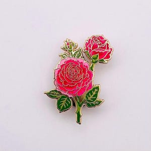 Red Rose Enamel pin gift, Flower lapel pin, valentines Badge Brooch, romantic, Gift for her, June birth flower
