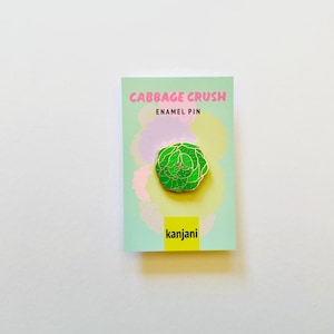 Green Cabbage Enamel Pin, Cabbage Crush,  Vegan Lapel Badge, fresh produce, Farm Decor, picnic treat