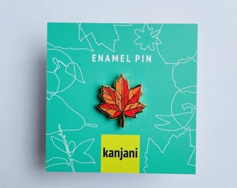Maple Leaf Pin: Fall and Halloween Accessory (Gold Enamel Mini), Christmas gift, stocking stuffer, Advent calendar