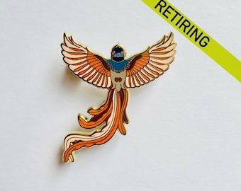 パラダイスフライキャッチャーピン：エレガントなアフリカの鳥のブローチ（ゴールドエナメル）、クリスマスギフト、クリスマスプレゼント、アドベントカレンダー