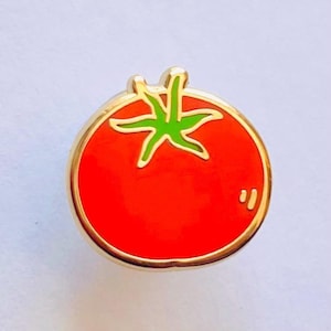 Tomato Enamel Pin, Vegetable bean gift, healthy vegan lapel badge, Autumn harvest farm decor