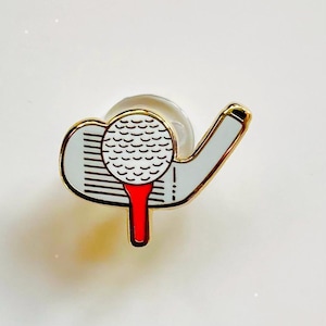Golf Pin Badge: Small Gold Enamel - Festive Lapel or Backpack, Christmas gift, stocking stuffer, Advent calendar