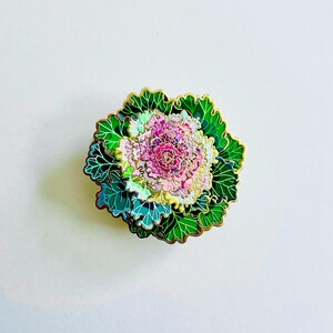 Flowering Cabbage Enamel Pin - cabbagecore,  highly-detailed, Garden gift, vegan, healthy, floral, Mother’s Day, gift for her