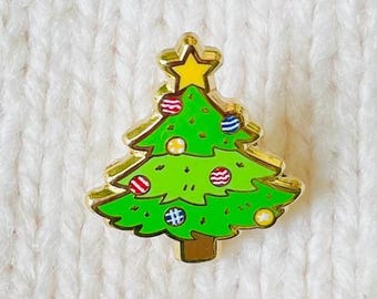 Mini Christmas Tree Enamel Pin - Festive Holiday Stocking Stuffer, Advent calendar