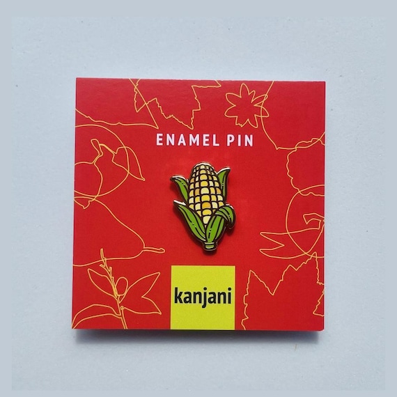 Harvest Season Corn Pin - Autumn Lapel Badge, Gold Enamel, Christmas gift, stocking stuffer, Advent calendar