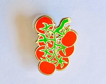 Pin esmaltado con forma de tallo de tomate, insignia vegana para solapa, regalo de Navidad, detalle para el calcetín navideño, calendario de Adviento.