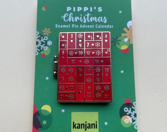 Pippi’s Christmas Reusable Advent Calendar Enamel Pin Badge | Christmas ornament decoration | Gifts under 20 | Cat lover gift