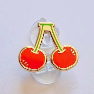 Cherries Enamel Pin, Vegetable bean gift, healthy vegan lapel badge, Autumn harvest farm decor