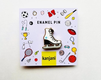 Ice Skate Enamel Pin – figure skating, Winter Sports lapel badge, team gift