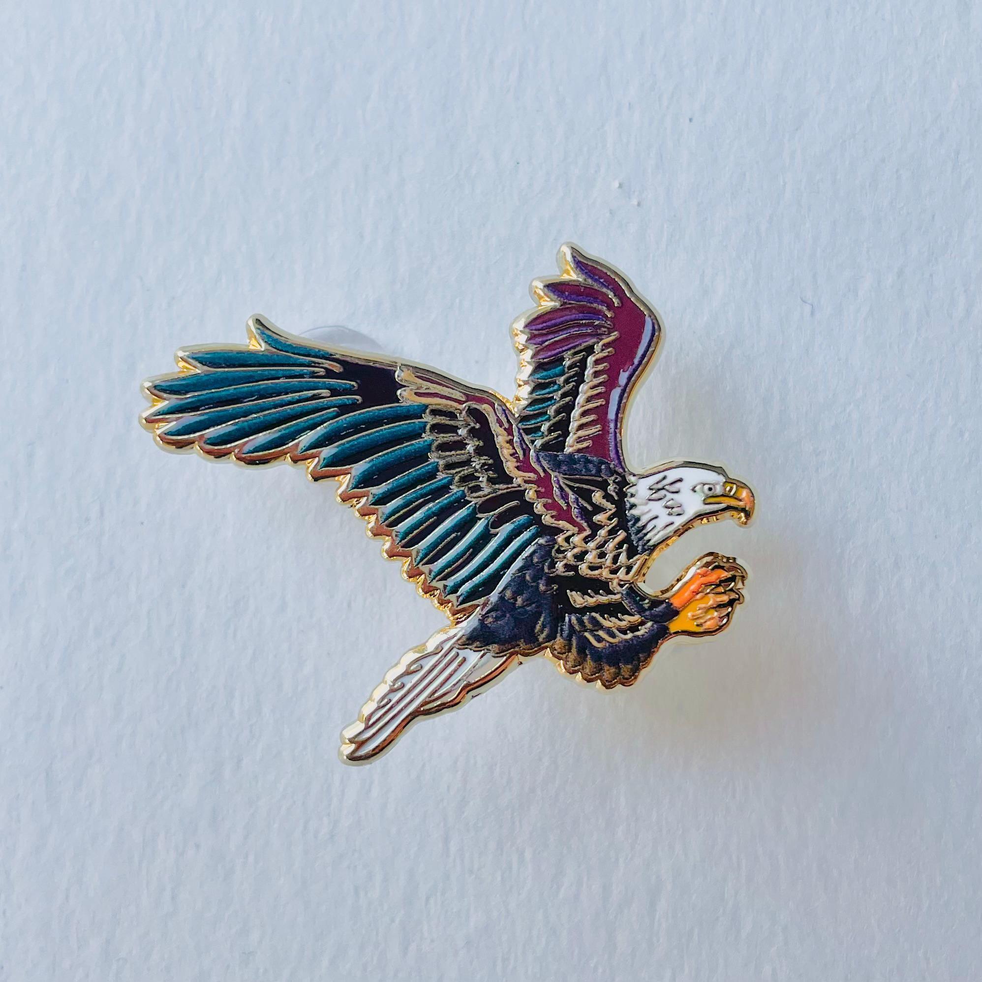Eagle Enamel pin gift, Bald eagle lapel badge, Gift for him, her, flag pin, pigeon pin, Patriotic pin, American