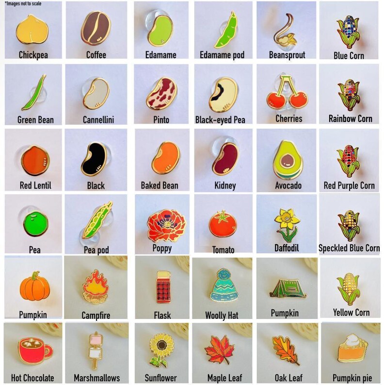 a bunch of different types of pin badges