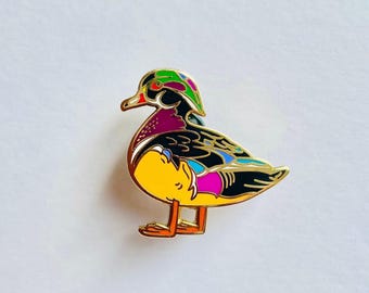 Duck Enamel Pin, wood duck lapel pin badge, Mallard, gift for him, Birdwatching jewelry, birder, Nature pin, Bird lover gift, for her