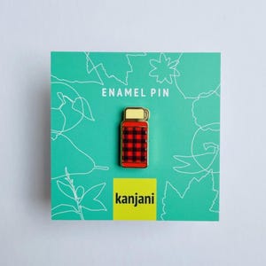 Plaid Tartan Vacuum Flask Enamel Pin: Fall Camping Lapel Badge, Christmas gift, stocking stuffer, Advent calendar