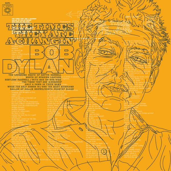 Bob Dylan The Times They Are A Changin'  - Album Cover Giclee Digital Print - All the elements from Dyaln's classic LP in one image