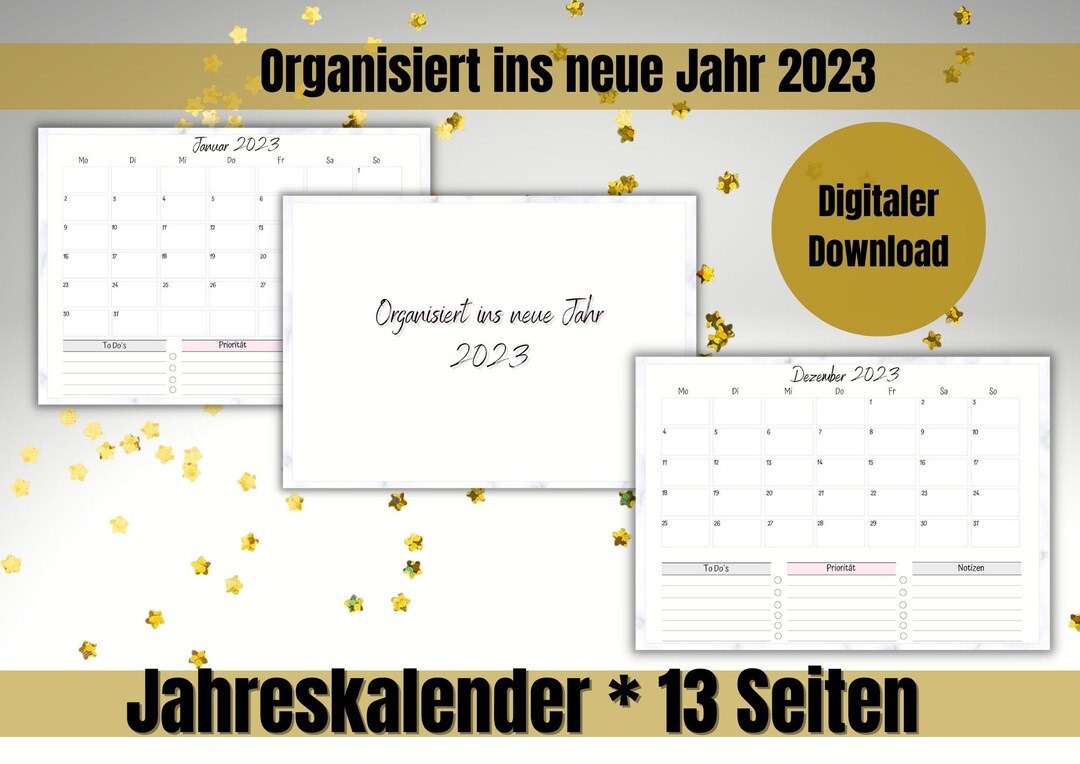 Jahreskalender im A4 Querformat mit Felder für Notizen ToDos - Etsy.de