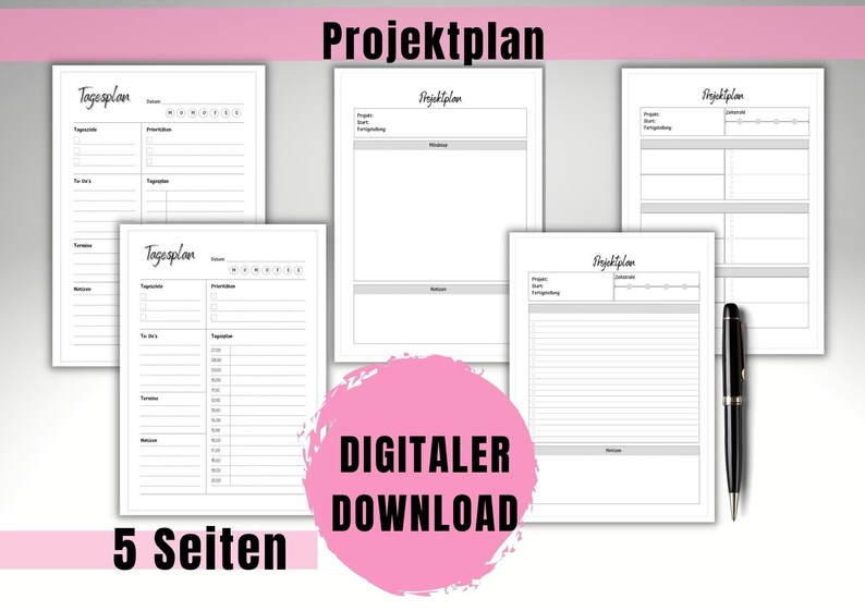 Project Plan With Timeline, Mind Map and Daily Schedule for Effective ...