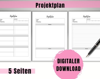 Project plan with timeline, mind map and daily schedule for effective time management to optimize your project.Ideal for studies and business
