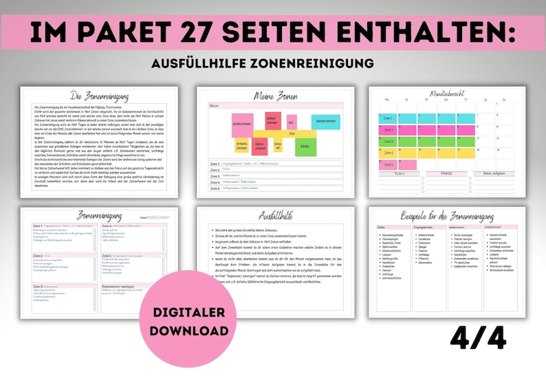 DIN A4 control journal I Flylady checklists I organizing household and life I bundle, printables, digital product to print out image 8