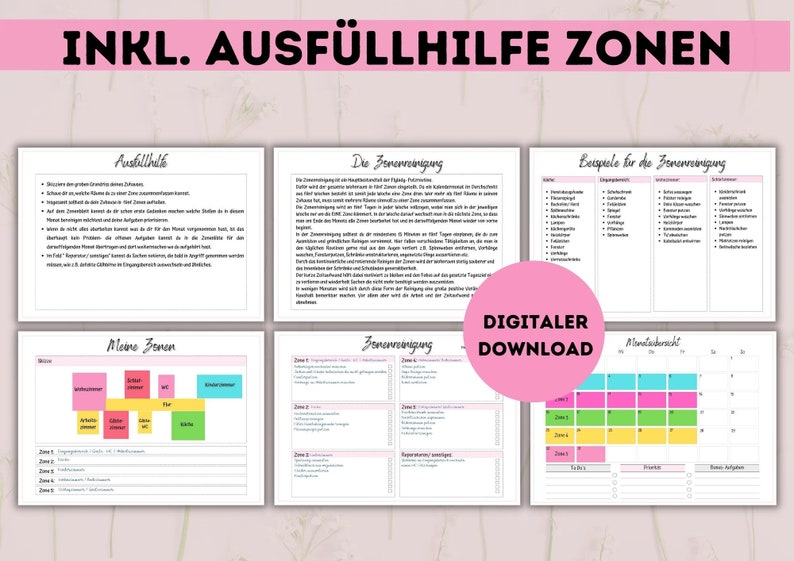 DIN A4 control journal I Flylady checklists I organizing household and life I bundle, printables, digital product to print out image 4